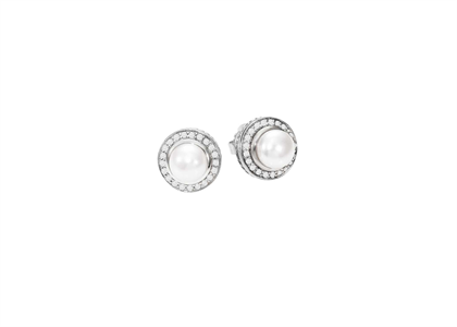 Rhodium Plated | Pearl Set Stud Earrings